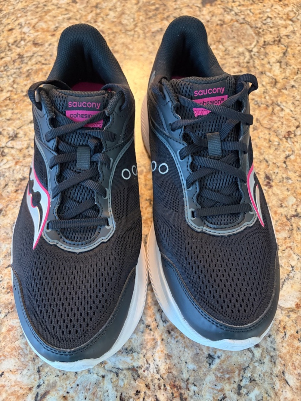 Saucony Women's Black and Pink Cohesion Running Sneakers